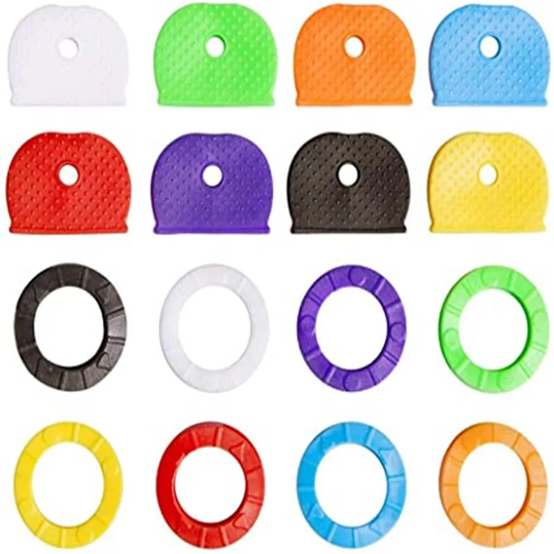 newest 10pcs bright colors hollow silicone soft key cap covers topper keyring key rings car house key case 2022 free global shipping