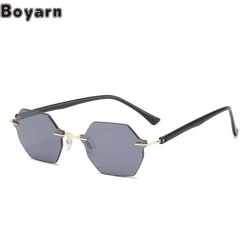 

Boyarn New Rimless Sunglasses, Steampunk Fashion Brand Leijia, The Same Multi Variant Trimmed Sunglasses For Women S