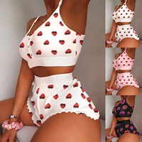 2022 new sexy bikini split printing sling two piece set women pot dot crop tops shorts 2pcs suit ladies suit