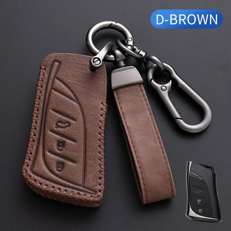 

Genuine Leather Remote Car Key Case Cover For Lexus ES UX NX LC500 UX200 ES350 UX200 LS500 LS500H LC500h ES300h 3 Buttons
