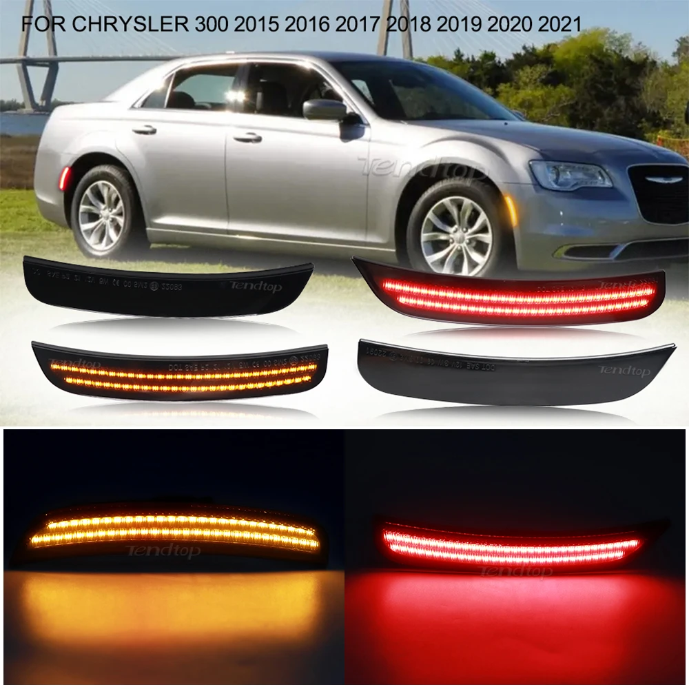 

2 Row Full LED Light Bar Amber Red Front Bumper Side Marker Light Side Wing Fender Lamp For Chrysler 300 2015-2022