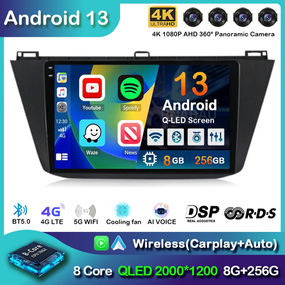 Автомобильная Мультимедийная система 2DIN Android 14 для Volkswagen Tiguan 2 Mk 2016 - 2022 Carplay радио