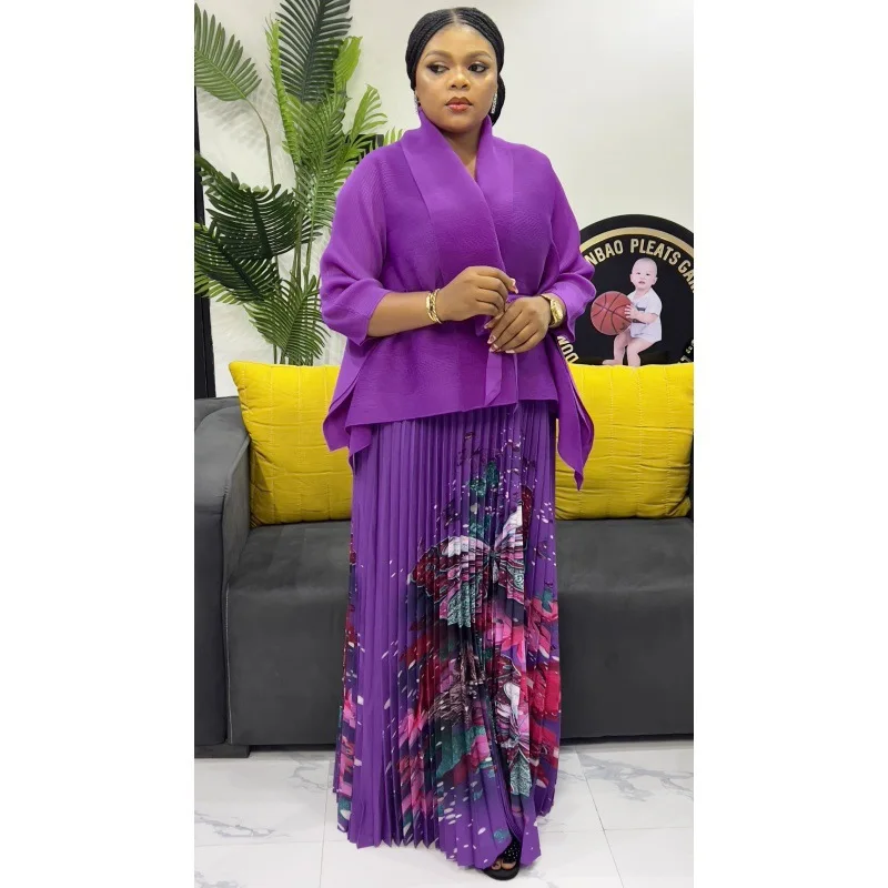 2024 Комплект из 2 предметов со складками Miyake топ на шнуровке с лацканами +