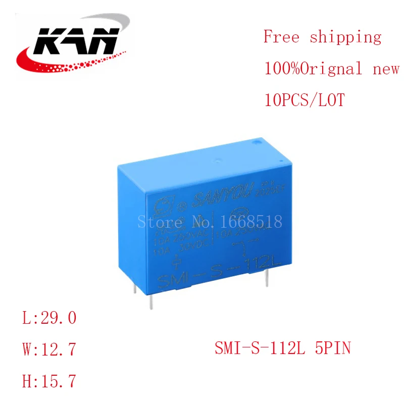 Бесплатная доставка, 10 шт., реле Ранд, SMI S, 112 л, 12 В постоянного тока, 10 А, 250 В переменного тока, 5 контактов, оригинальный новый
