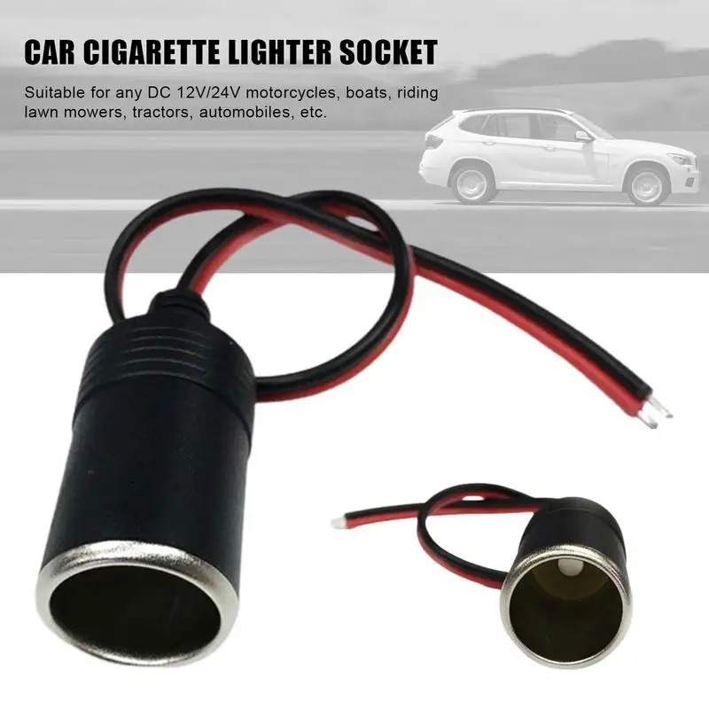 

Car Cigarettes Lighter Socket Eyelet Terminal To Female Plug Connector Adapter With 30cm Charging Extension Cord Battery Booster