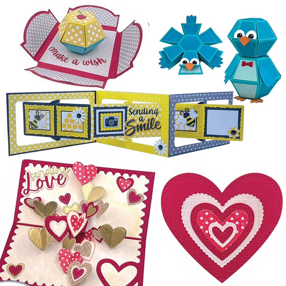 

Landscape Rectangle Pop-up Mini Ball Heart Metal Cutting Dies Scrapbooking For Card Album Making New Die Cuts 2022