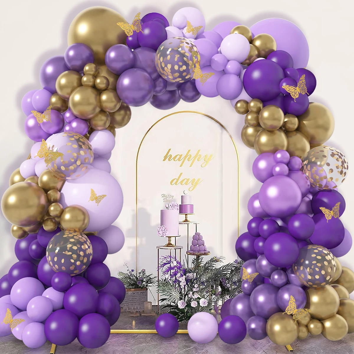 Гирлянда Из Воздушных Шаров С Бабочками И Фиолетовыми Воздушными Шарами Для