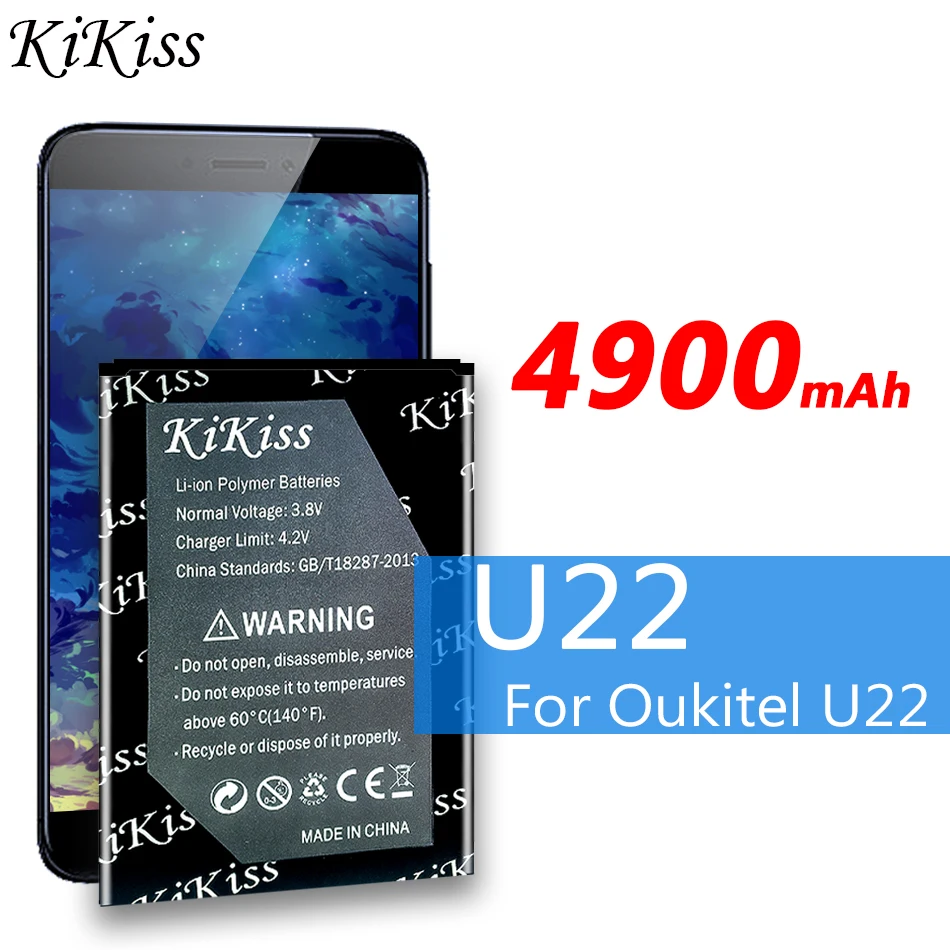 

KiKiss High Capacity 4900mAh Replacement Battery for Oukitel U22 Backup Battery Replacement for Oukitel U 22 Mobile Phone