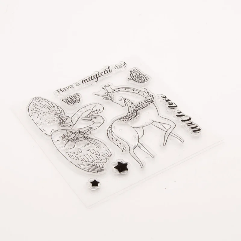 Unicorn Swan Valentine's Day Stamps Rubber Transparent Silicone Seal DIY Hand Account Scrapbook Journal Decora Crafts Stencils