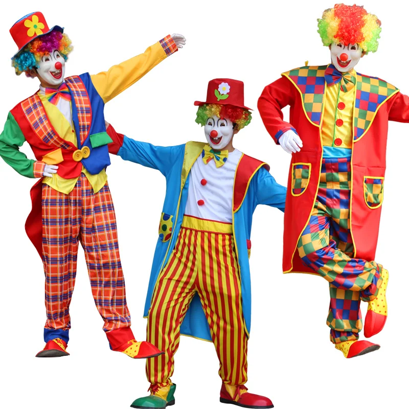 Halloween Men Costumes Funny Circus  Naughty Harlequin Uniform Men Fancy Dress Cosplay Adult Men Women Clown Costume