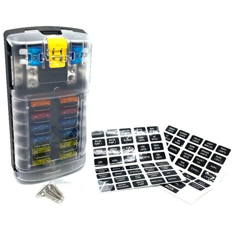 

Car Boat Fuse Box Holder One-In-One-Out Positive And Negative 12 Ways Blade Fuse Holder Block With Lock