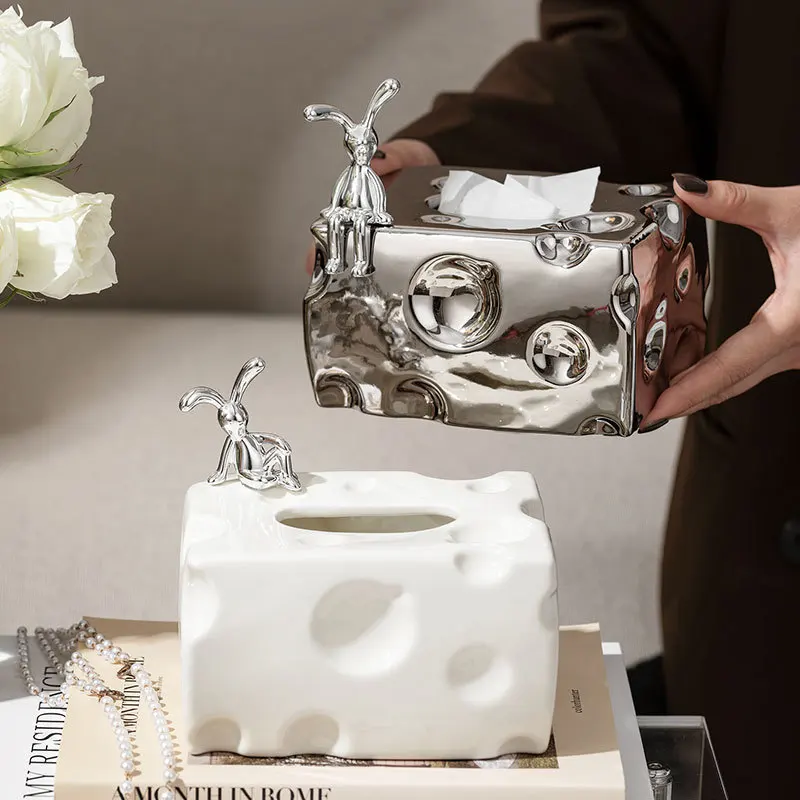 Creative INSstyle Cheese Rabbit Electroplated Tissue Box Hom
