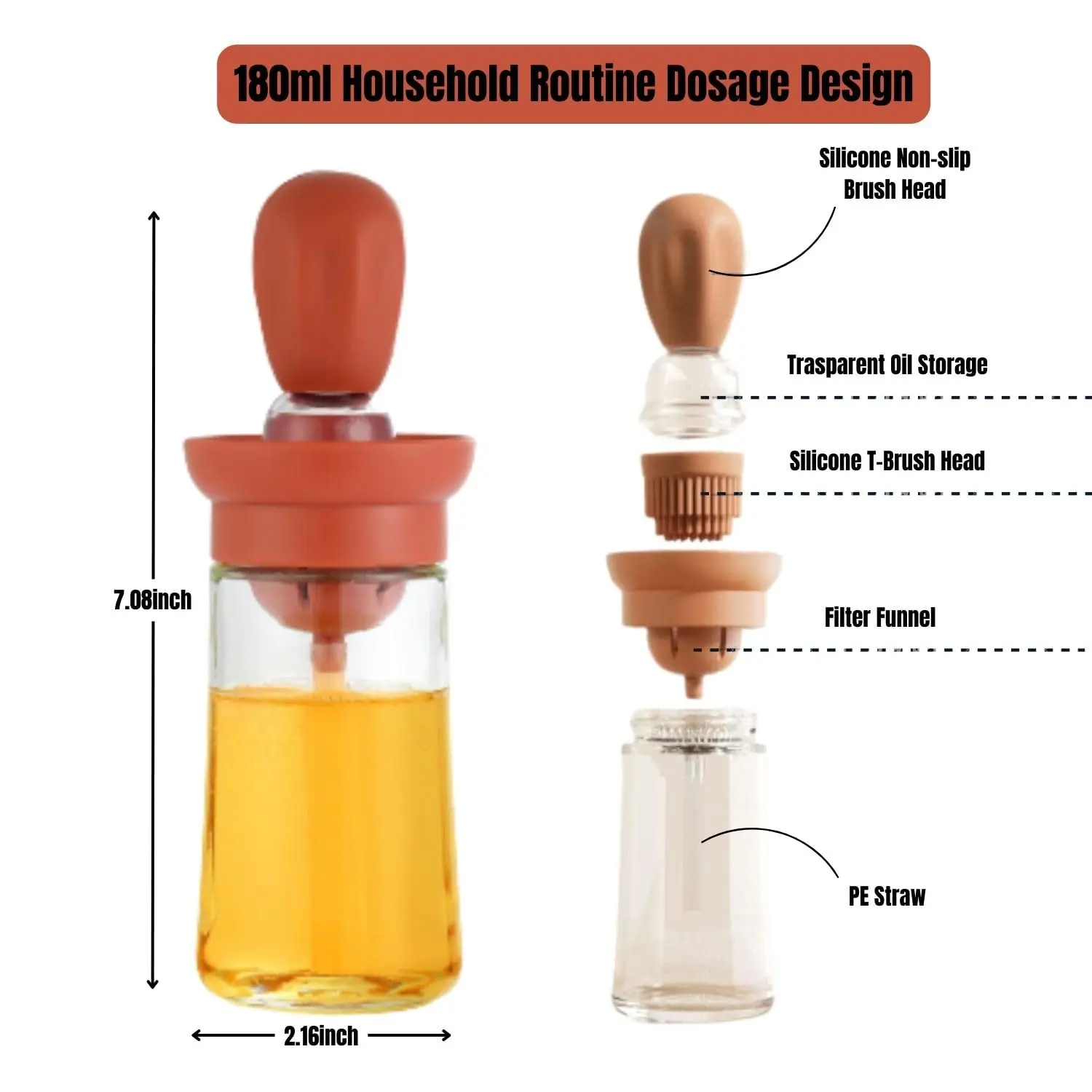 

Кухонный Дозатор Масла С Кистью (2 В 1) Силиконовая Кисточка Бутылка Для Масла Идеально Подходит Для Жарки Барбекю Идеальный ...