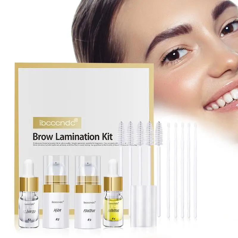 

Brow Lamination Kit Semi-Permanent Brow Lamination Kit With Eyelash Brushes Transparent Y-Shaped Sticks DIY Eyebrow Lift Kit