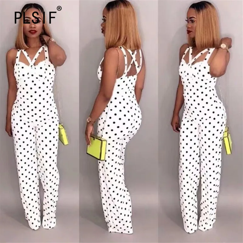 Женский комбинезон в горошек без рукавов европейском стиле |