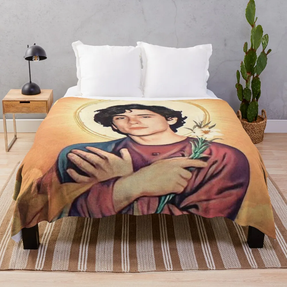 

Timothee Chalamet as Jesus Throw Blanket large fluffy plaid weighted blanket brand blanket