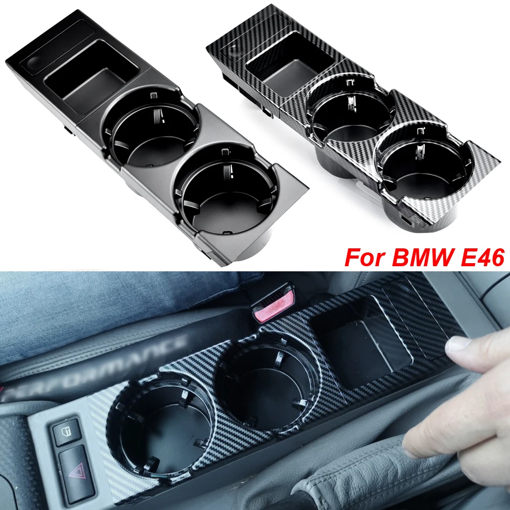 

Car Center Console Water Cup Holder Beverage Bottle Holder Coin Tray For Bmw 3 Series E46 Series 1998-2006 Black/Carbon Fiber