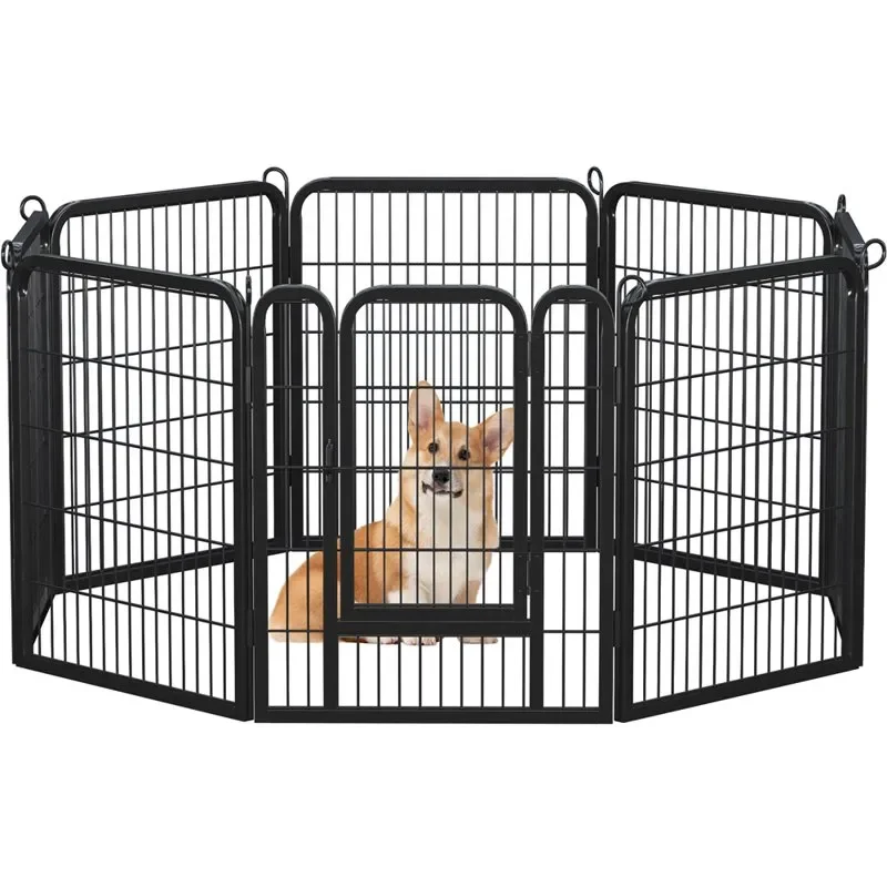 

31.5″H Dog Playpen with Door 8 Panels for Outdoor Indoor, Black