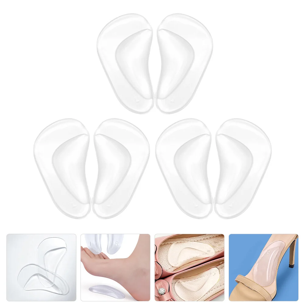 

3 Pair Arch Support Transparent Heels Non-skid Pads Half Foot Nonslip Forefoot Cushion Silica Gel Girl Child Soft Metatarsal