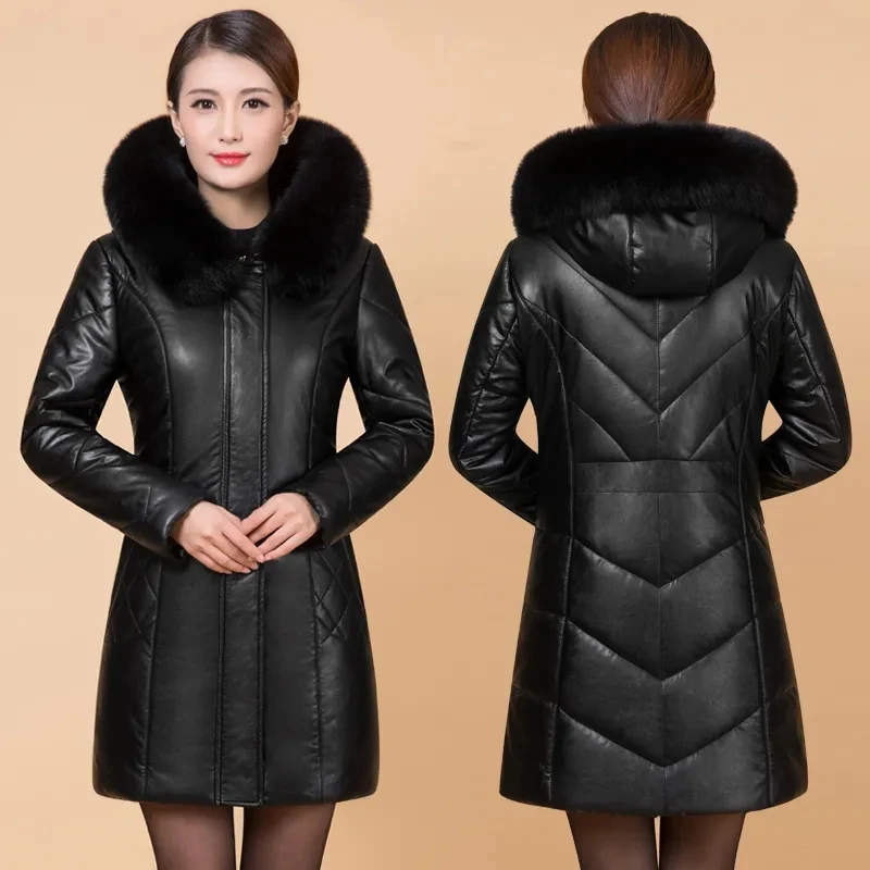 Высококачественное женское пальто из искусственной кожи зимнее новое модное