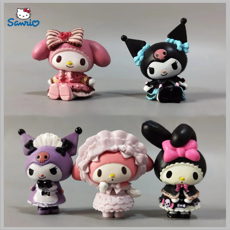 

5pcs Sanrio Anime Figure Kawaii Maid`Series Super Cute Figurine Decoration Cartoon Toys Collection Ornament Model Birthday Gifts