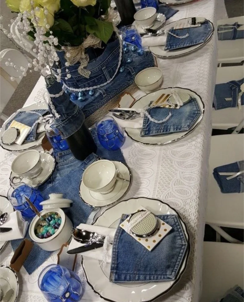 12-48 шт. джинсовые карманные держатели для столового серебра джинсовый карманный