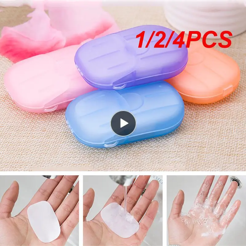 

1/2/4PCS Box Travel Portable Disinfecting Paper Soaps Washing Hand Mini Disposable Scented Slice Sheets Foaming Soap Case Paper