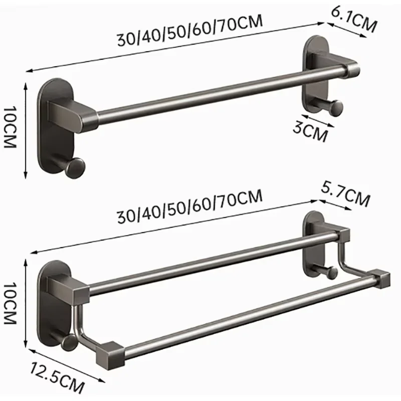 Ermo аксессуары для ванной комнаты настенный держатель полотенец стеллаж серый 304