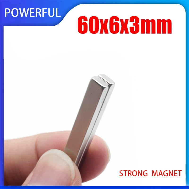 

2~50pcs 60mm x 6mm x 3mm Block Strong Neodymium Magnet Rare Earth Powerful Permanent Fridge NdFeb Magnets 60x6x3mm