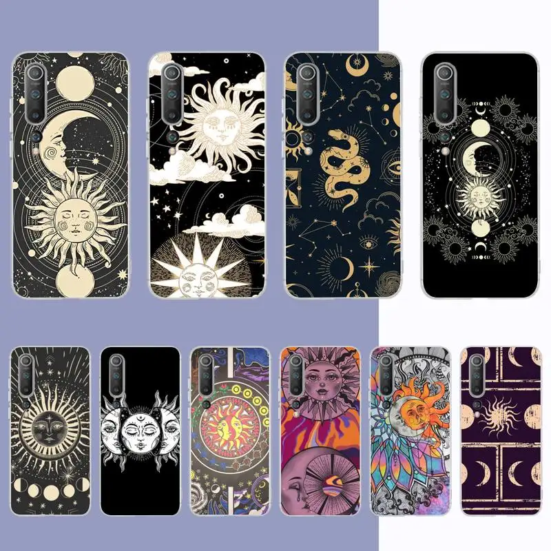 Funny Sun Moon Face Phone Case for Samsung S21 A10 for Redmi Note 7 9 for Huawei P30Pro Honor 8X 10i cover