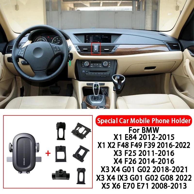 

Car Special Mobile Phone Holder For BMW X1 X2 X3 X4 X5 X6 X7 IX3 F15 F16 F25 F26 F48 F49 E70 E71 E84 G01 G02 G05 G06 G07 G08