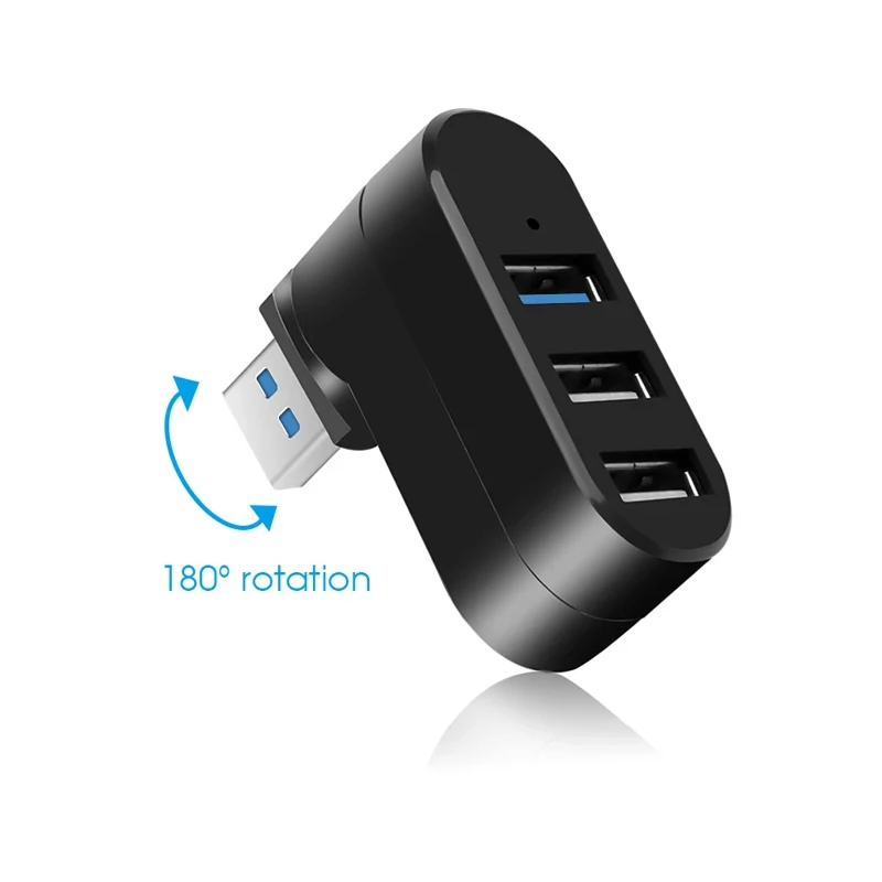 Концентратор 3-в-1 USB2.0/3 0 высокоскоростной вращающийся сплиттер для ПК/ноутбука