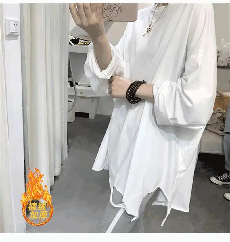 

Осенне-зимняя новая Универсальная рубашка с подкладкой, плюшевая утепленная немецкая бархатная футболка с свободной внутренней и белой на...