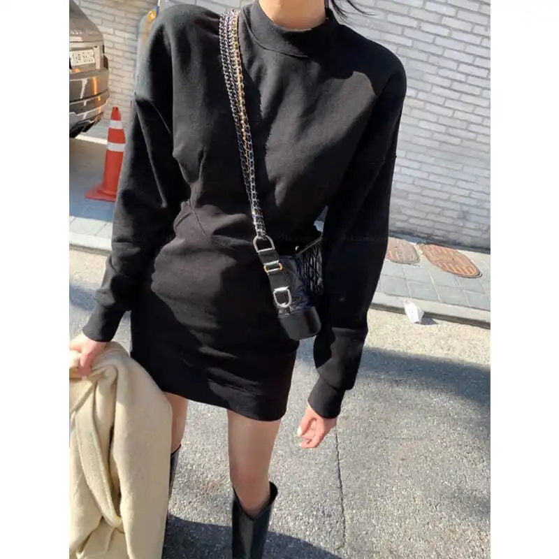 

2022 autumn and winter new long sleeve slim dress with hip tight bottoming skirt