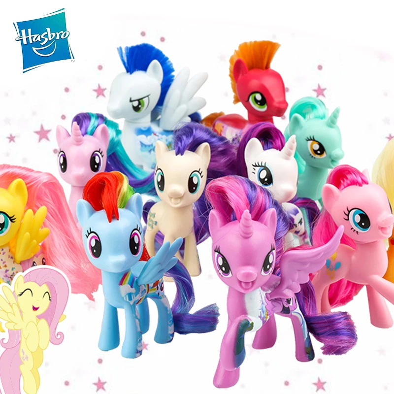 Original Hasbro อะนิเมะ My Little Pony Mini Figuras ของเล่น Rainbow Macaron Basic Pony เด็กของเล่นเด็กคริสต์มาส