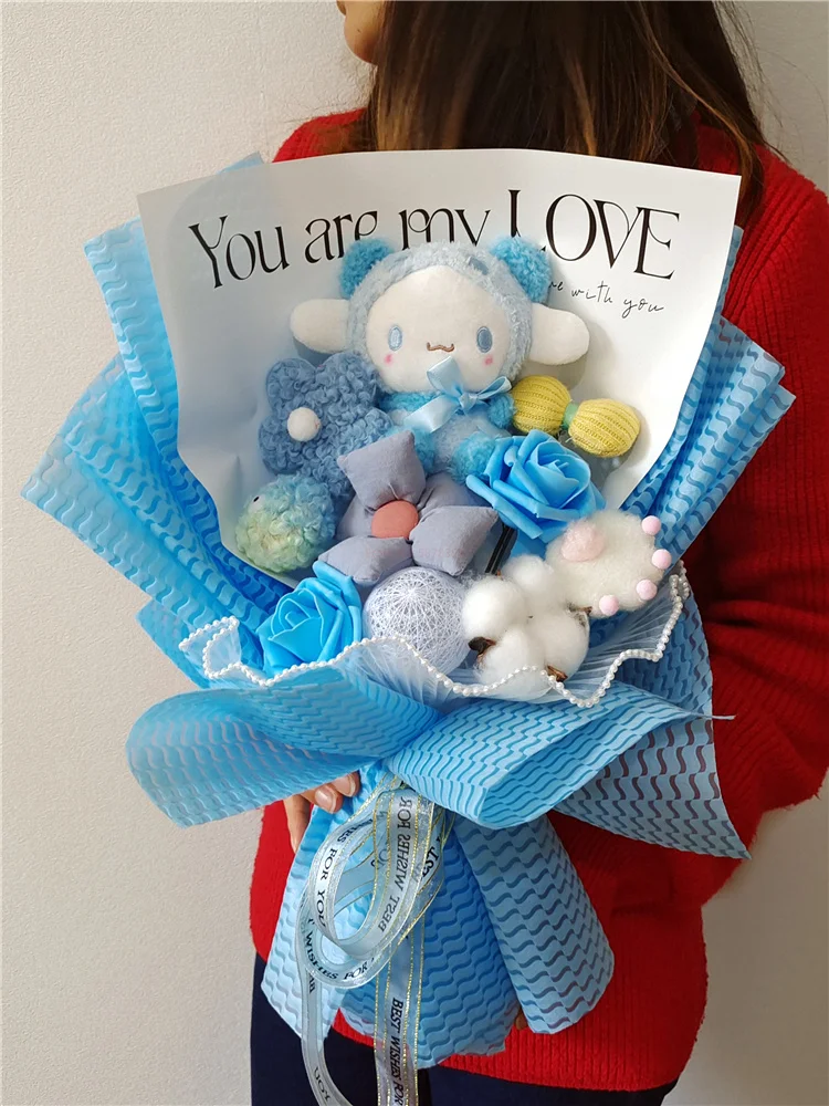

Cartoon Sanrio Cinnamoroll Plush Dolls Festival Bouquet Toys Romantic Gift Bag Valentine's Day Xmas Girl Friend Surprise Gifts