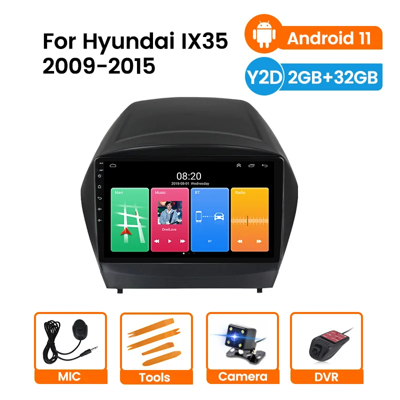 

2din Android 11 Car Radio For 2009 2010 2011 2012-2015 Hyundai IX35 GPS Multimedia Player With 32GB RAM 2GB NO DVD Player RDS