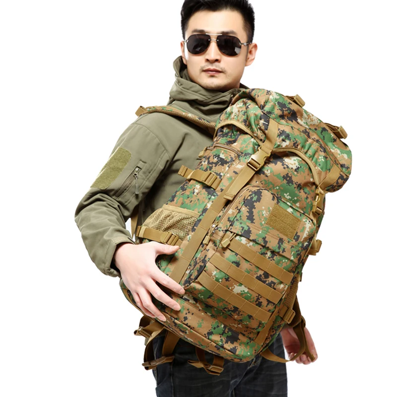 Unisex 50L Army Fans Campe Backpacks Large Capacity Camouflage Travel Hiking Trekking Bag Pack Tactical Waterproof Nylon Bag