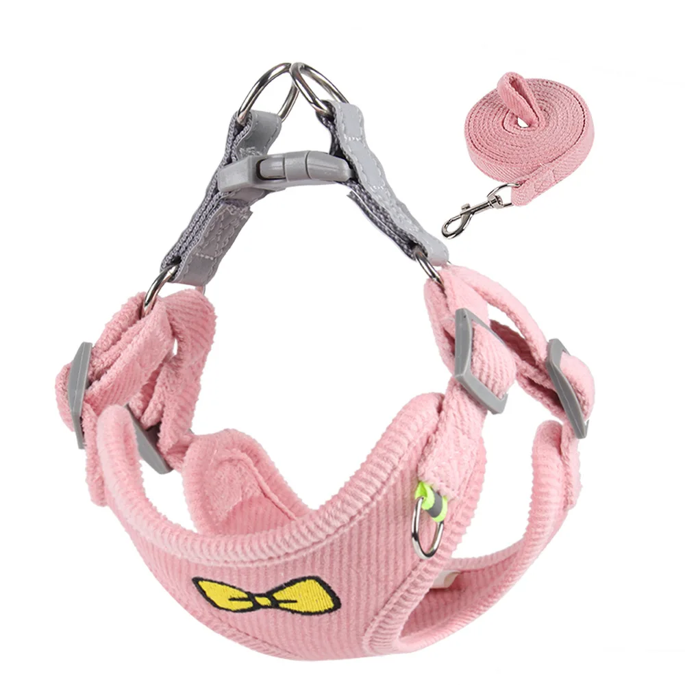 

New dog leash embroidery vest type puppy harness corduroy pet chest harness dog leash wholesale