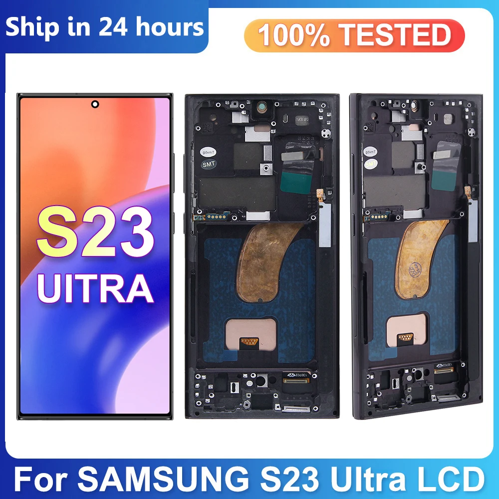 ЖК-экран TFT для Samsung S23 Ultra 5G LCD S918 с сенсорным дигитайзером в сборе рамкой