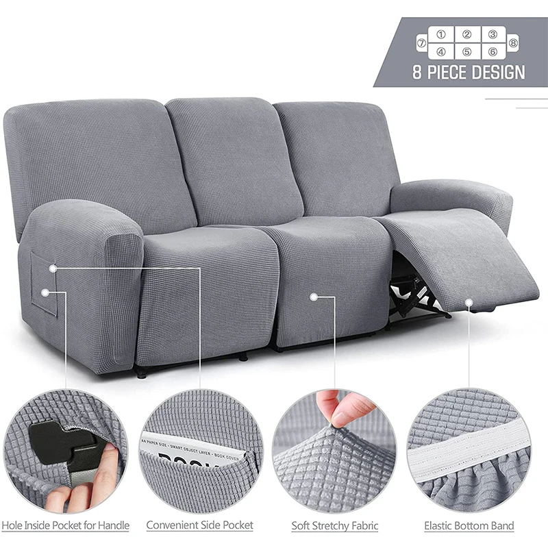 1/2/3 Seater Spandex Recliner Cover Stretch Reclining Sofa Elastic Relax Armchair Couch Slipcover |