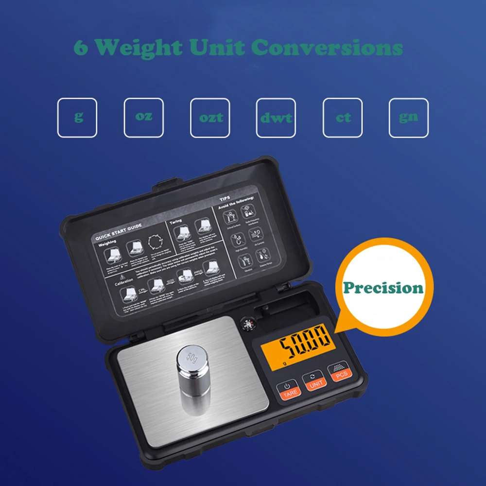 Компактные высокоточные цифровые электронные весы 50 г/0 001 г карманные