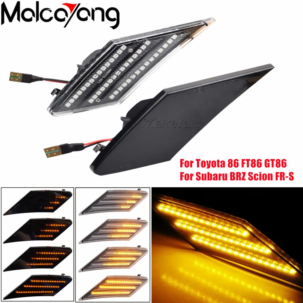 

2pcs For Toyota GT86 FT86 For Scion FR-S For Subaru BRZ 2013- LED Side Marker Indicator Lamp Dynamic Turn Signal Blinkers Lights
