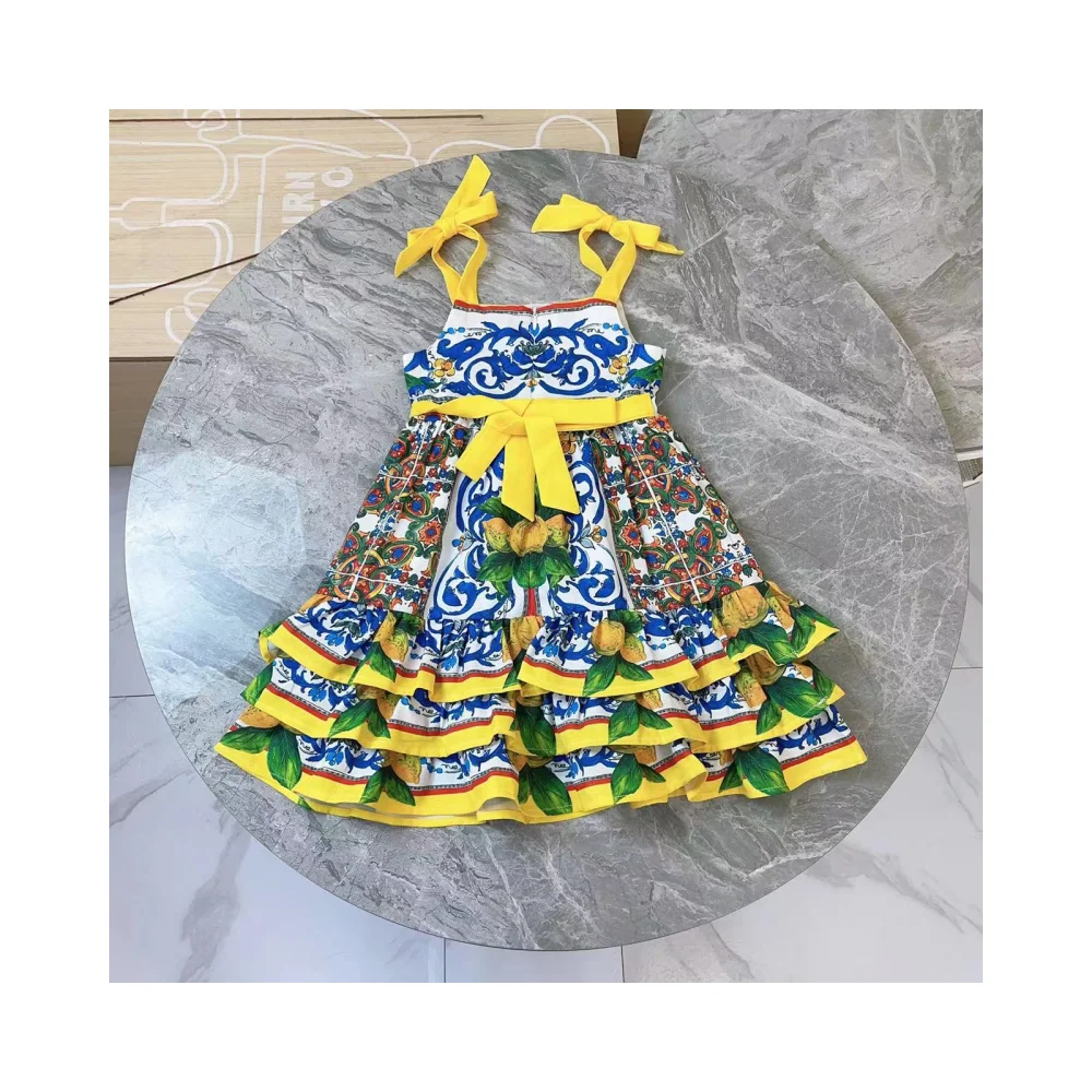 

Popular Children's Clothing 2023 Summer New Product Girls' Sling Style Design with European and American Style Cake Skirt, Fashi