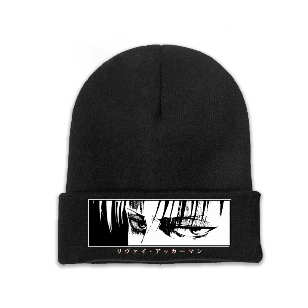 

Levi Stare SnK Attack on Titan EREN MIKASA ARMIN Knitting Beanie Caps Skullies Beanies Ski Caps Soft Bonnet Hats Winter Warm
