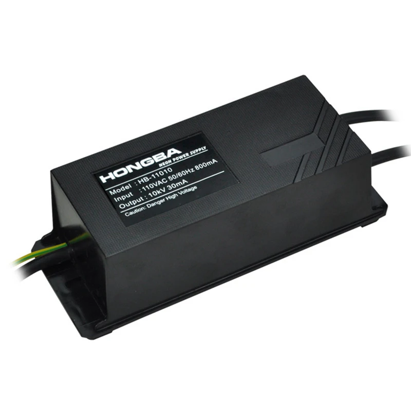 

HONGBA 1 PCS 110V 10KV 30MA Electronic Neon Lamp Transformer Black Power Converter Rectifier Kit US Plug