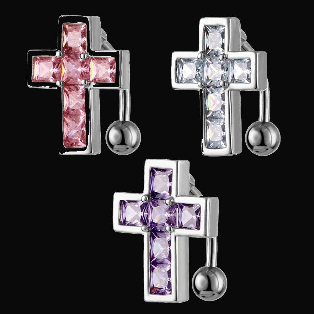 

Sexy Big Cross Belly Button Ring Reversed Bar Barbell Steel Navel Piercing Navel New Style Belly Piercing Navel Rings Jewelry