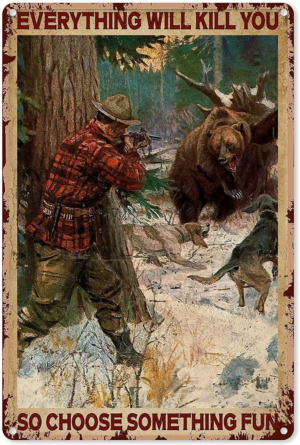 

Металлический знак охотничий медведь 1e,JIUFOTK