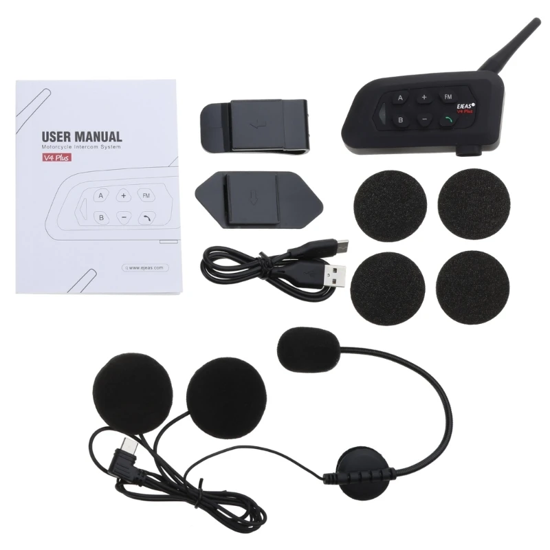 

Intercom Headset Up to 4 Riders 1500M IP65 Waterproof Motorbike Communication
