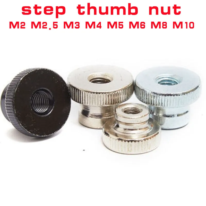 

2-10pcs M2 M2.5 M3 M4 M5 M6 M8 M10 GB806 black/ nickel/ zinc plated Knurled step Thumb Nut Iinstrument Hand Tighten Nut
